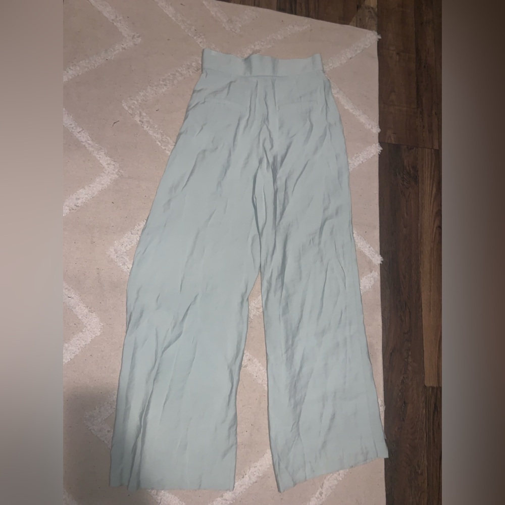 Zara nwot light green spring trousers high waisted S mint boho classic pants - Picture 7 of 9